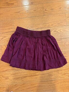 Aéropostale Burgundy Boho Skirt | Medium | Crochet Trim Flowy Festival Skirt